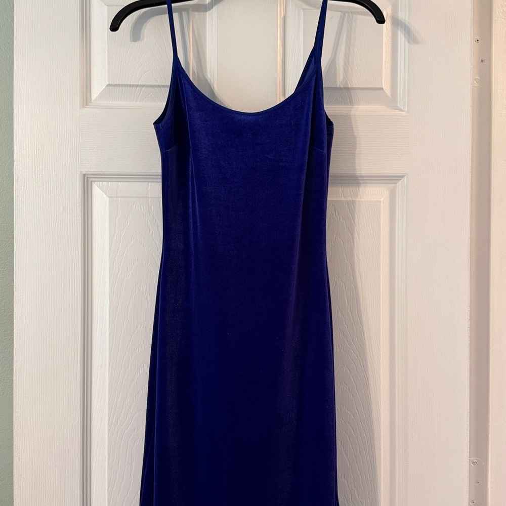 Elegant Royal Blue Velvet Slip Dress